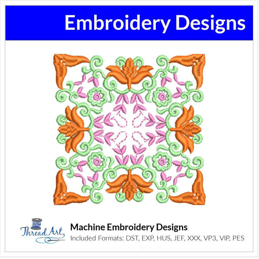 Ornate Decorative Square Machine Embroidery Design Instant Download - 4 Sizes - 8 Formats - ThreadArt - Threadart.com