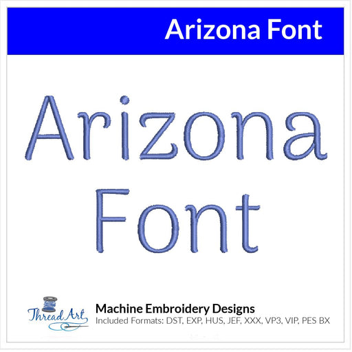 Arizona Font Machine Embroidery Design Set - Alphabet Letters Numbers BX Font - Download 9 Formats and 4 Sizes - Threadart.com