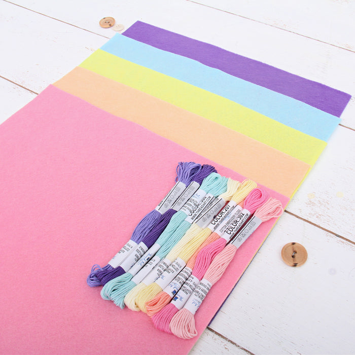 Premium Felt Fabric Variety Pack - 8 Different Rainbow Colors - 12" x 12" Sheets - Threadart.com