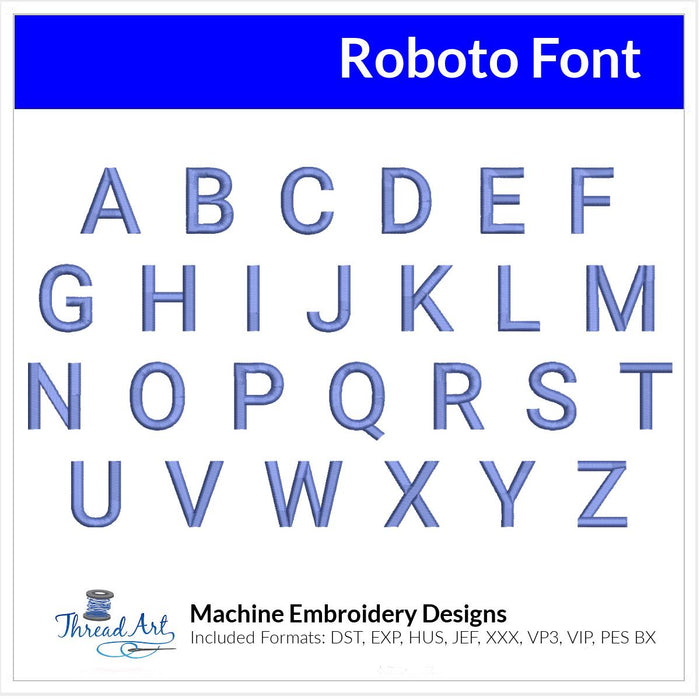 Roberto Font Machine Embroidery Design Set - Alphabet Letters Numbers BX Font - Download 9 Formats and 4 Sizes - Threadart.com