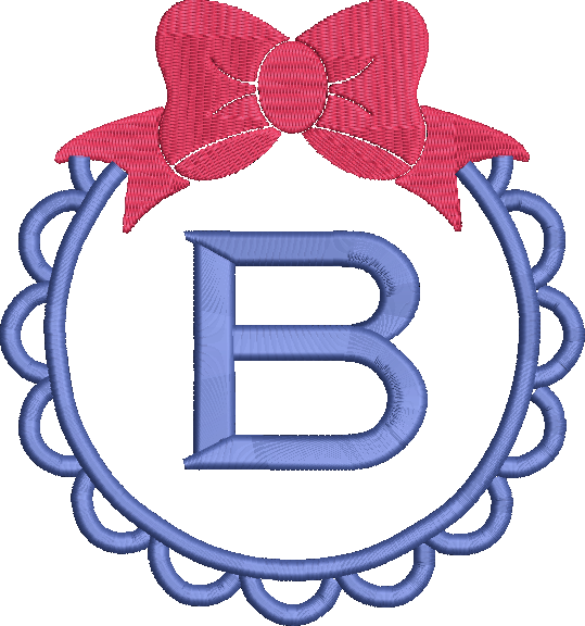 Bow Circle Monogram Frame Embroidery Design Instant Download - 3 Sizes - 8 Formats - ThreadArt - Threadart.com