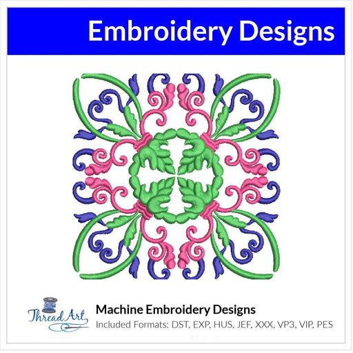 Ornate Decorative Square Machine Embroidery Design Instant Download - 4 Sizes - 8 Formats - ThreadArt - Threadart.com