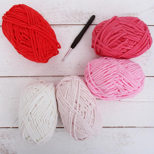 Super Soft Chenille Yarn Set - Pinks - Pack of 5 Skeins - #5-50 Gram Skeins - 60 yds Each - Threadart.com