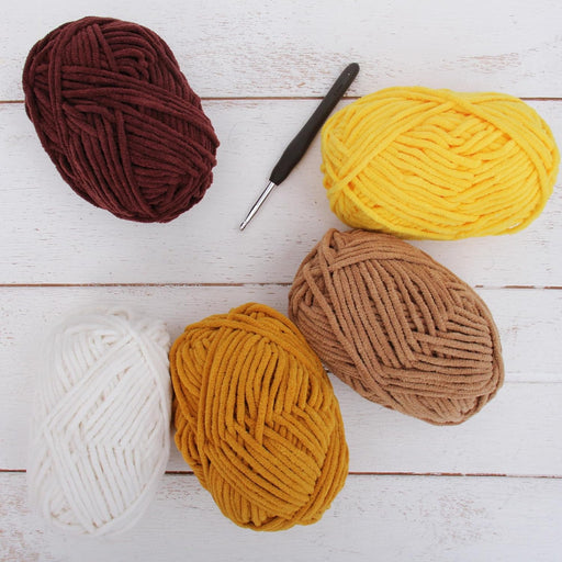 Super Soft Chenille Yarn Set - Sands - Pack of 5 Skeins - #5-50 Gram Skeins - 60 yds Each - Threadart.com