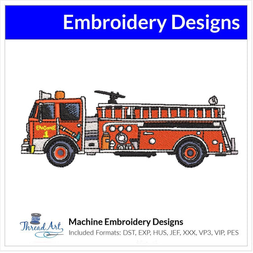 Fire Truck Heart Machine Embroidery Design Instant Download - 4 Sizes - 8 Formats - ThreadArt - Threadart.com