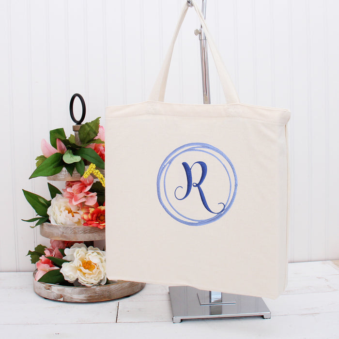 Personalized Tote Bag - Embroidered Single Initial - Threadart.com