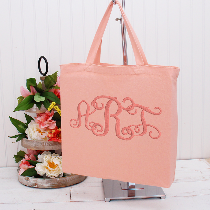 Monogrammed Canvas Tote Bag - Embroidered Initials - Threadart.com