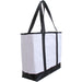 Extra Large Canvas & Vegan Leather Tote Bag - White With Black Handles - Threadart.com