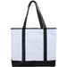 Extra Large Canvas & Vegan Leather Tote Bag - White With Black Handles - Threadart.com