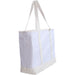 Extra Large Canvas & Vegan Leather Tote Bag - White With Natural Handles - Threadart.com