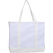 Extra Large Canvas & Vegan Leather Tote Bag - White With Natural Handles - Threadart.com