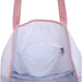 Extra Large Canvas & Vegan Leather Tote Bag - White With Light Pink Handles - Threadart.com