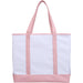 Extra Large Canvas & Vegan Leather Tote Bag - White With Light Pink Handles - Threadart.com