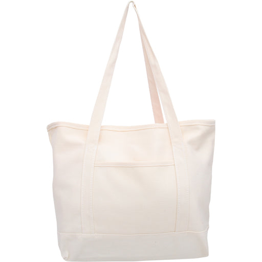 Large Natural Canvas Tote Bag With Natural Handles - 18.5"x11.5"x5.5" - Threadart.com