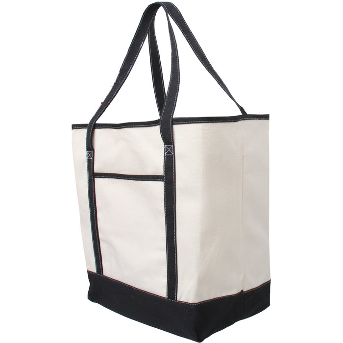 Extra Large Natural Canvas Tote Bag With Black Handles - 22"x16"x6" - Threadart.com