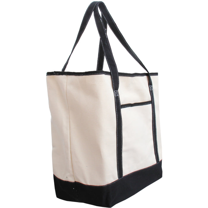 Extra Large Natural Canvas Tote Bag With Black Handles - 22"x16"x6" - Threadart.com