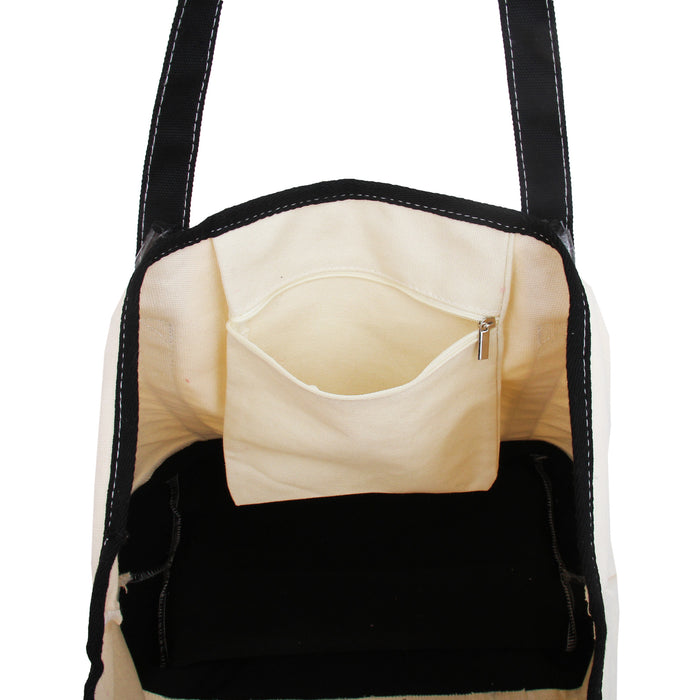 Extra Large Natural Canvas Tote Bag With Black Handles - 22"x16"x6" - Threadart.com