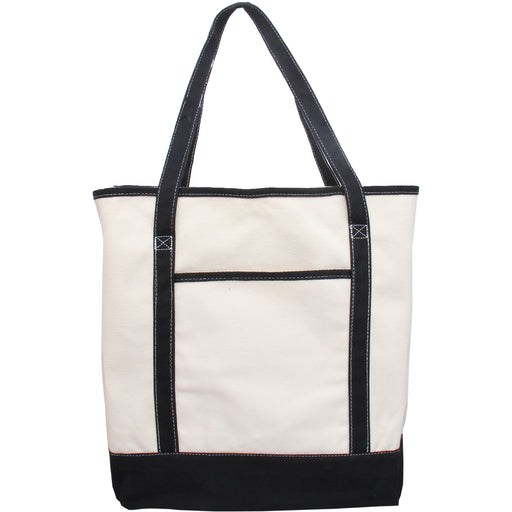 Extra Large Natural Canvas Tote Bag With Black Handles - 22"x16"x6" - Threadart.com