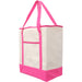 Extra Large Natural Canvas Tote Bag With Hot Pink Handles - 22"x16"x6" - Threadart.com