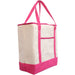 Extra Large Natural Canvas Tote Bag With Hot Pink Handles - 22"x16"x6" - Threadart.com