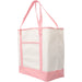 Extra Large Natural Canvas Tote Bag With Light Pink Handles - 22"x16"x6" - Threadart.com