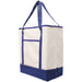 Extra Large Natural Canvas Tote Bag With Navy Handles - 22"x16"x6" - Threadart.com