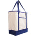 Extra Large Natural Canvas Tote Bag With Navy Handles - 22"x16"x6" - Threadart.com