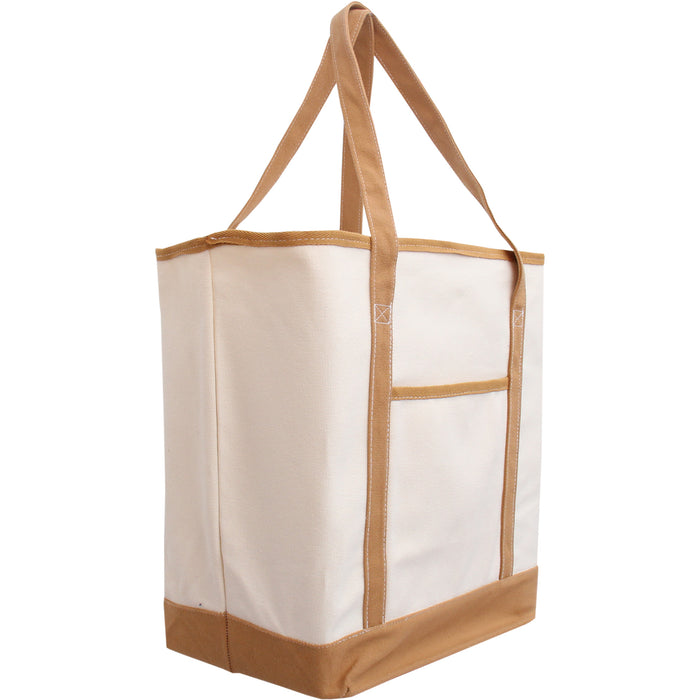 Extra Large Natural Canvas Tote Bag With Tan Handles - 22"x16"x6" - Threadart.com