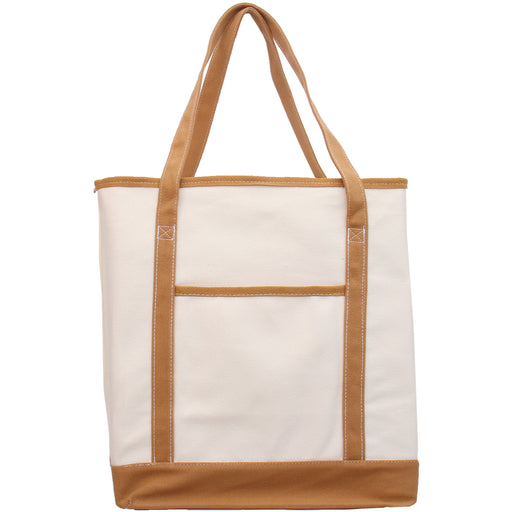 Extra Large Natural Canvas Tote Bag With Tan Handles - 22"x16"x6" - Threadart.com