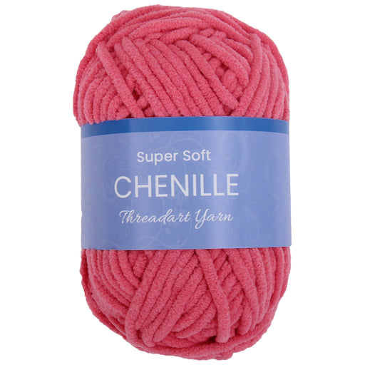 Super Soft Chenille Yarn - #5 - Bright Pink - 50 gram skeins - 60 yds - Threadart.com