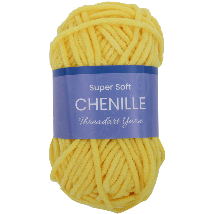 Super Soft Chenille Yarn - #5 - Yellow - 50 gram skeins - 60 yds - Threadart.com