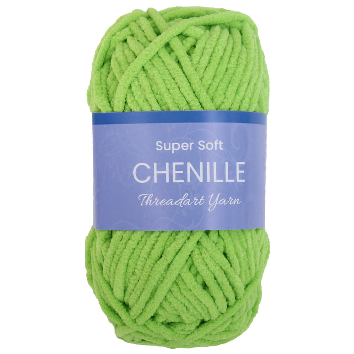 Super Soft Chenille Yarn - #5 - Lime Green - 50 gram skeins - 60 yds - Threadart.com