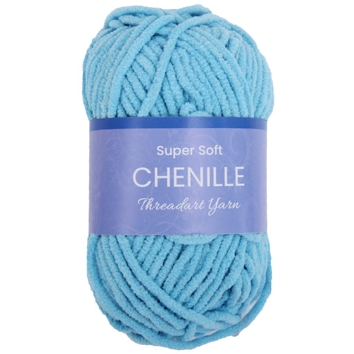 Super Soft Chenille Yarn - #5 - Aqua - 50 gram skeins - 60 yds - Threadart.com