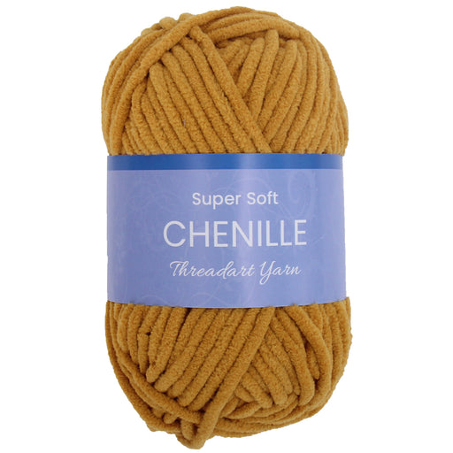 Super Soft Chenille Yarn - #5 - Mustard - 50 gram skeins - 60 yds - Threadart.com