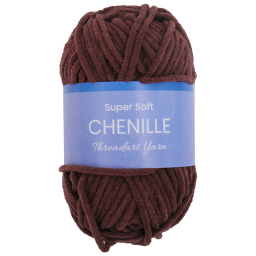 Super Soft Chenille Yarn - #5 - Chocolate Brown - 50 gram skeins - 60 yds - Threadart.com