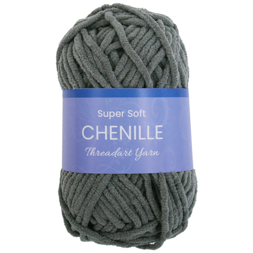 Super Soft Chenille Yarn - #5 - Dark Grey - 50 gram skeins - 60 yds - Threadart.com