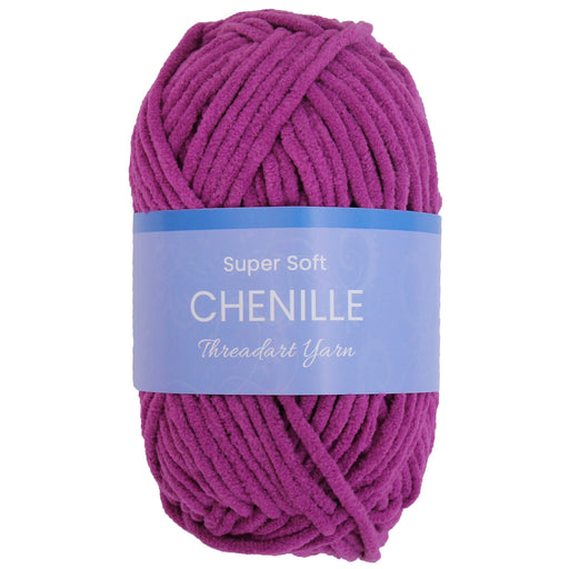 Super Soft Chenille Yarn - #5 - Magenta - 50 gram skeins - 60 yds - Threadart.com