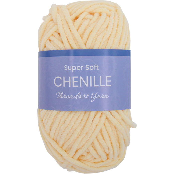 Super Soft Chenille Yarn - #5 - Light Yellow - 50 gram skeins - 60 yds - Threadart.com