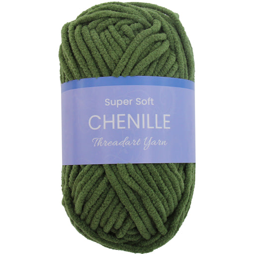 Super Soft Chenille Yarn - #5 - Moss Green - 50 gram skeins - 60 yds - Threadart.com