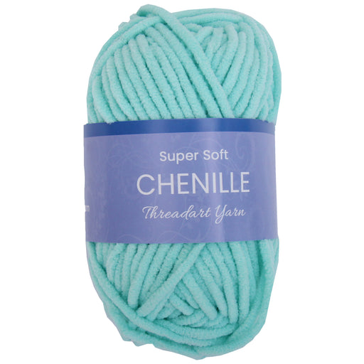Super Soft Chenille Yarn - #5 - Light Aqua - 50 gram skeins - 60 yds - Threadart.com