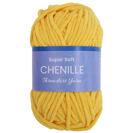 Super Soft Chenille Yarn - #5 - Bright Yellow - 50 gram skeins - 60 yds - Threadart.com