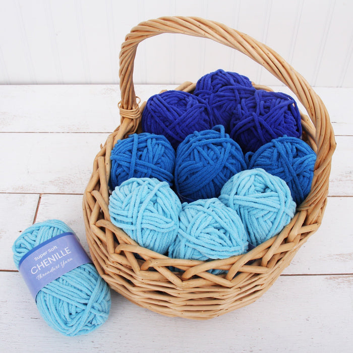 Super Soft Chenille Yarn - #5 - Light Aqua - 50 gram skeins - 60 yds - Threadart.com