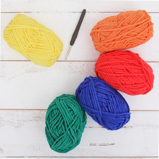 Super Soft Chenille Yarn Set - Bright Colors - Pack of 5 Skeins - #5-50 Gram Skeins - 60 yds each - Threadart.com