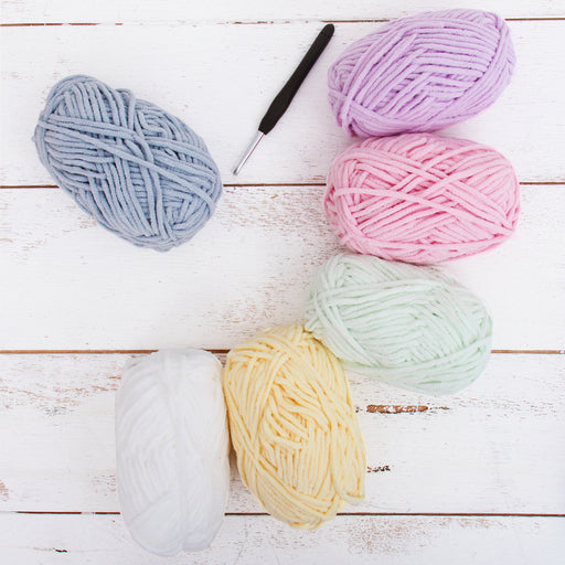 Super Soft Chenille Yarn Set - Frostings - Pack of 6 Skeins - #5-50 Gram Skeins - 60 yds Each - Threadart.com