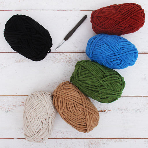 Super Soft Chenille Yarn Set - Gemstone - Pack of 6 Skeins - #5-50 Gram Skeins - 60 yds Each - Threadart.com