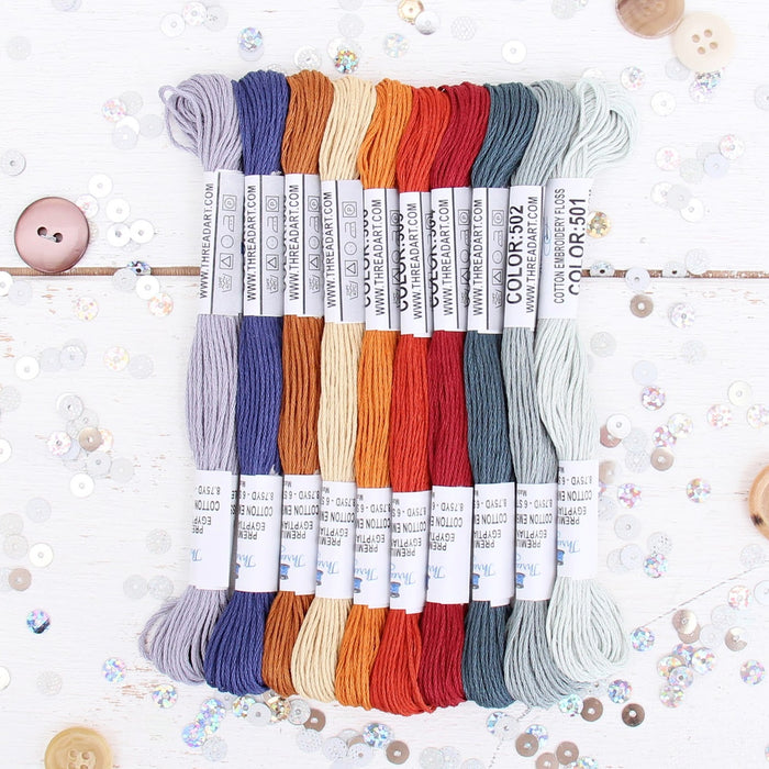 50 Color Premium Cotton Embroidery Floss Set - Six Strand Thread - Threadart.com