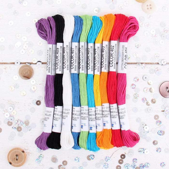 50 Color Premium Cotton Embroidery Floss Set - Six Strand Thread - Threadart.com