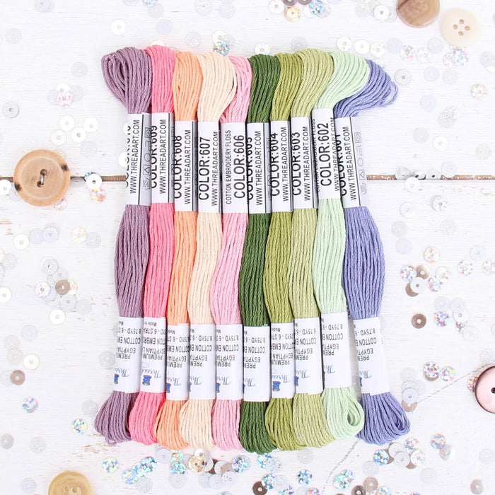 50 Color Premium Cotton Embroidery Floss Set - Six Strand Thread - Threadart.com