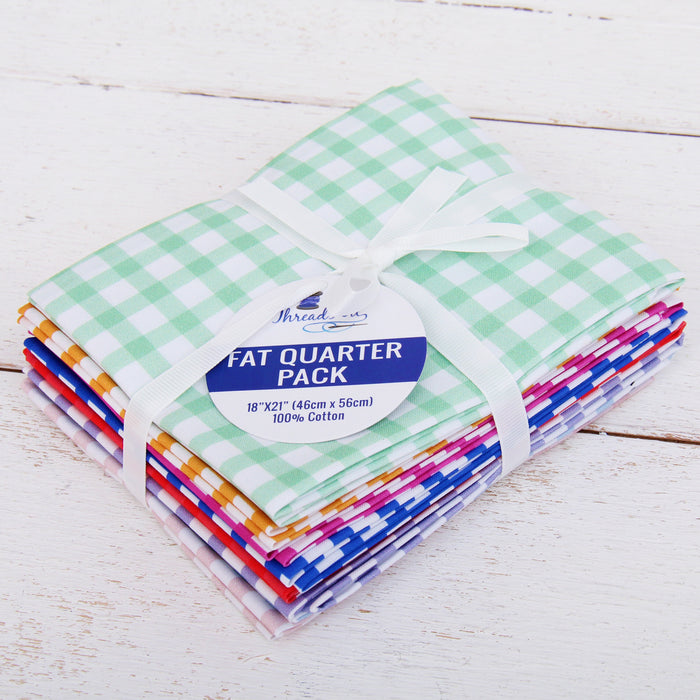 16 Fat Quarter Bundle - Spring Picnic Collection - 8 Floral Prints & 8 Gingham Prints - Threadart.com