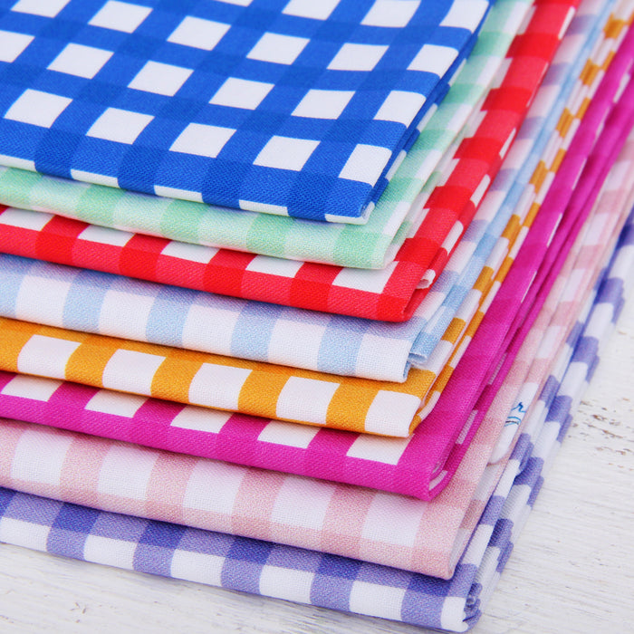 Eight Fat Quarter Bundle - Spring Picnic Collection - 8 Gingham Pattern Colors - Threadart.com